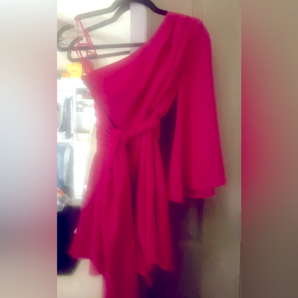 DO+BE Pink One Shoulder Wrap romper